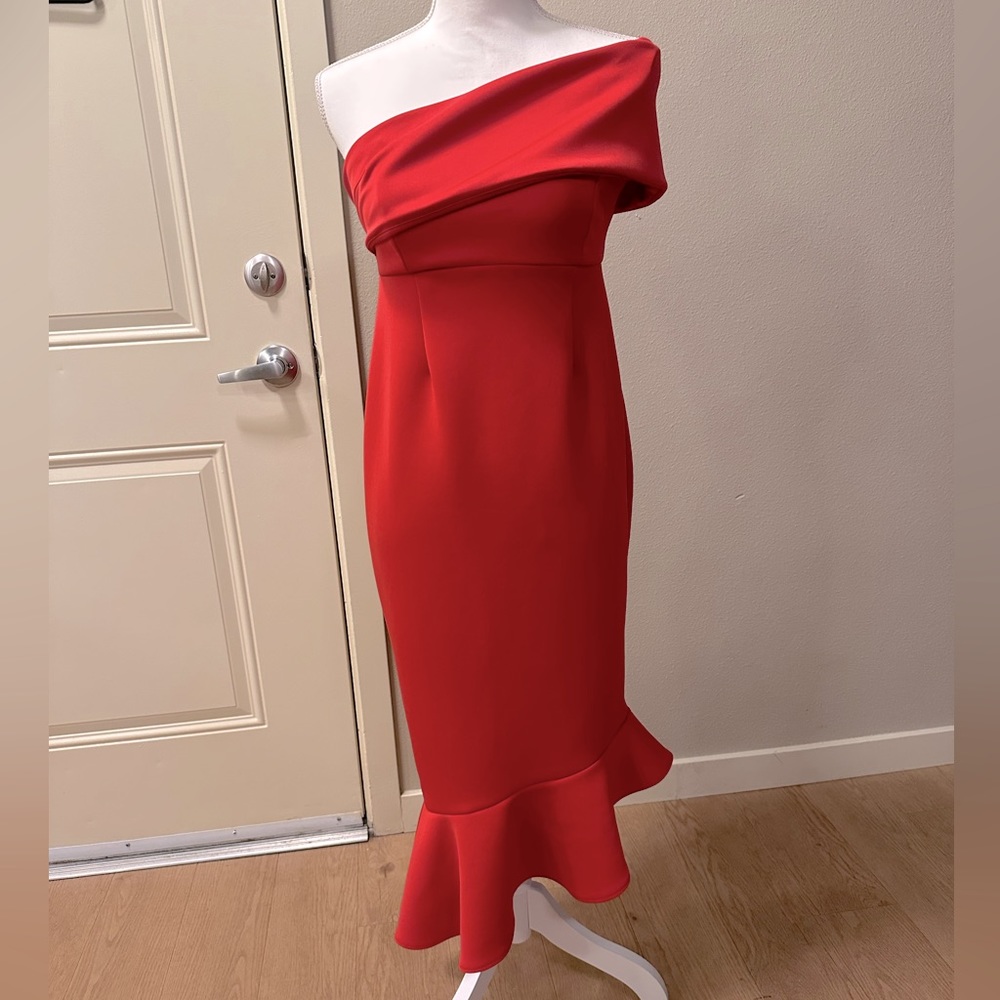 - ASOS maternity one shoulder dress, size 4, red, excellent condition, lik…